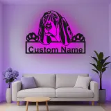 Personalisierte Bloodhound Led-Beleuchtung Metall-Wandkunst Geschenk für Hundeliebhaber Wohnzimmer Haustier-Dekoration