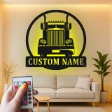Custom Semi Truck Led Light Metal Wall Art Personalized Gift for Truckers Garage or Man Cave Decor 11