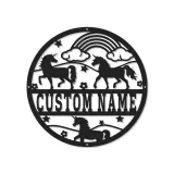 Custom Unicorn and Rainbow Led Light Metal Wall Art Personalized Gift for Kids Nursery Room Decor