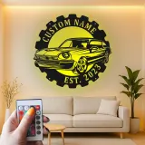 Cartel de metal LED de coche clásico personalizado regalo para entusiastas de coches decoración de garaje o cueva de hombre