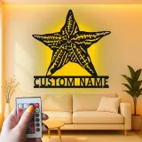 Custom Starfish LED Metal Sign | Personalized Nautical Wall Art | Coastal Beach House & Salon Decor