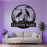 Personalized Heron Metal Wall Art | LED Backlit Wildlife Sign | Custom Lake House & Cabin Decor | Nature Lover Gift