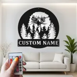 Cartel de metal LED personalizado de águila en el bosque, regalo para amantes de la naturaleza, decoración rústica de cabaña