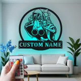 Grim Reaper LED Metal Sign | Custom Name Wall Art | Personalized Spooky Garage Decor & Halloween Gift