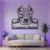 Panneau en métal LED personnalisé Pitbull | Art de silhouette de chien personnalisé | Cadeau pour amoureux des animaux | Décor moderne pour la maison