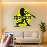 Insegna in metallo personalizzata per giocatore di softball con luce LED regalo per atleti decorazione per sala giochi sportiva 1