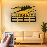 Personalisierte Ruder-Team-Schild | Individuelle Ruder-LED-Metall-Wandkunst | Geschenk für Trainer | Bootshaus- & Fitnessstudio-Dekor