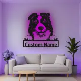 Cartel de metal LED personalizado de Border Collie, regalo para amantes de los perros, decoración para la sala de estar