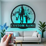 Personalized Saxophone Player LED Sign | Custom Musician & Child Metal Wall Art | Music Room Decor | Gift for Dad