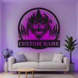 Insegna in metallo LED personalizzata con pantera, regalo per amanti della fauna selvatica, decorazione rustica per cabin