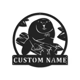 Personalisiertes LED-beleuchtetes Biber-Metallschild - Geschenk für Naturliebhaber, Hütten-Dekor