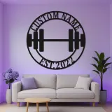 Insegna palestra personalizzata con luce LED | Decorazione murale in metallo personalizzata per casa e studio fitness | Idea regalo per weightlifting