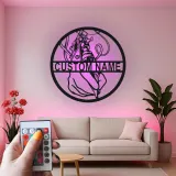 Panneau de Studio de Tatouage Personnalisé | Décoration Murale Métallique LED Personnalisée | Plaque de Nom d'Artiste de Tatouage | Panneau de Bienvenue pour Boutique