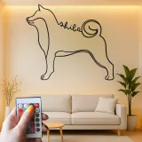 Shiba Inu LED-Wandkunst | Individuelle Metall-Silhouette eines Hundes | Minimalistisches Japandi-Hausdekor Geschenk für Tierliebhaber
