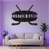Insegna con Nome Personalizzato per Hockey con Luci LED | Insegna in Metallo Personalizzata | Regalo per Giocatori di Hockey per Stanza da Gioco e Decorazione per Camera da Letto