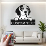 Arte murale LED in metallo personalizzata con beagle | Insegna con silhouette di cucciolo personalizzata | Decorazione luminosa premium regalo per amanti dei cani