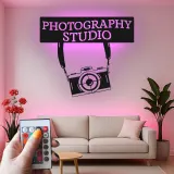 Fotostudio-Schild | Individuelle Vintage-Kamera LED-Wandkunst | Metall-Dekoration für Fotografen-Geschenk