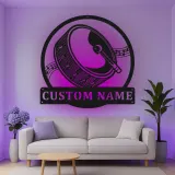 Cartel de metal LED de batería Regalo para músico con nombre personalizado Decoración de sala de música