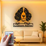 Cartel de metal LED de Springer Spaniel personalizado, regalo para amantes de perros, decoración de sala de estar