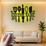 Cartel de metal LED personalizado de utensilios de cocina, regalo para chefs, decoración de cocina para entusiastas de la cocina
