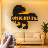 Insegna in metallo LED personalizzata con dinosauro per decorare la stanza dei bambini, regalo unico per amanti dei dinosauri