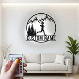 Personalisierte Metall-Wandkunst mit LED-Beleuchtung für Läufer im Berglandschaftsdesign