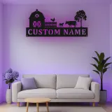 Décoration murale en métal personnalisée avec scène de ferme et rétroéclairage