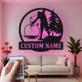 Custom Bow Hunter Led Light Metal Wall Art Personalized Gift for Archery Enthusiasts Rustic Cabin Decor