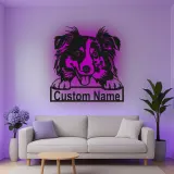 Décoration murale en métal LED personnalisée Border Collie pour les amoureux des chiens 2
