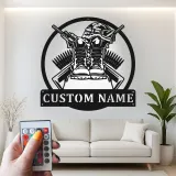 Letrero LED conmemorativo militar | Decoración mural personalizada en homenaje a veteranos | Decoración personalizada con botas y casco de soldado