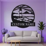 Custom Lighthouse Sign | LED Metal Wall Art | Coastal Beach House Decor | Personalized Nautical Gift