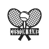 Insegna LED personalizzata con racchetta da tennis | Decorazione murale in metallo personalizzata | Arredo per stanza sportiva | Regalo premium per giocatori