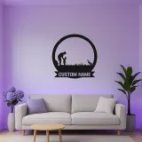 Arte da parete LED in metallo da golf personalizzata | Insegna personalizzata padre e figlio | Regalo per papà golfista | Decorazione man cave e home bar