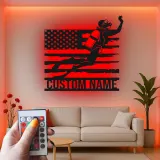 Scuba Diver American Flag LED Art | Personalized Metal Wall Decor | Custom Name Sign for Divers | Nautical Gift