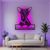 Custom Oriental Shorthair Cat Led Light Metal Wall Art Personalized Cat Lover Gift Bedroom Pet Decor