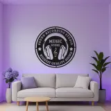 Aufnahmestudio LED-Schild | Individuelle Metallwandkunst mit Vintage-Kopfhörern | Personalisierte Musikerdekoration & DJ-Logo