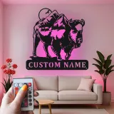 Custom Bison Mountain Led Light Metal Wall Art Personalized Rustic Gift for Nature Lovers Cabin or Lodge Decor