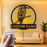 Custom Kingfisher Led Light Metal Wall Art Personalized Nature Lover Gift Living Room or Garden Decor