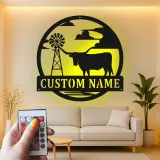 Texas Longhorn Metal Sign | Custom LED Wall Art for Modern Farmhouse Decor | Personalized Rancher & Cowboy Gift