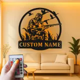 Insegna in metallo personalizzata per cacciatori con anatre con luce LED regalo per cacciatori decorazione per man cave o cabin