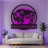 Custom Bison Mountain Scene Led Light Metal Wall Art Personalized Nature Lover Gift Rustic Home Decor