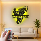 Custom Snowmobile Metal Sign | Personalized LED Wall Art for Man Cave | Extreme Winter Sports Rider Gift