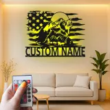 Custom Wolf Howling with Mountains Led Light Metal Wall Art Personalized Gift for Nature Lovers Rustic Cabin Decor