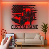 Panneau Métallique Routeur | Art Murale LED Personnalisée pour Contractant | Cadeau pour Opérateur de Machinerie Lourde | Décoration de Construction Personnalisée