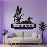 Panneau en métal Loon personnalisé | Décor de maison de lac rétroéclairé LED | Plaque de cabine personnalisée | Art mural sauvage rustique