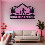 Custom Hunting Scene LED Metal Art | Personalized Father & Son Wall Sign | Outdoorsman Gift & Cabin Decor