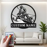 Custom Snowmobile Rider Sign | Personalized LED Metal Wall Art | Winter Sports Gift for Riders | Cabin & Garage Decor