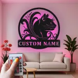 Insegna in metallo LED personalizzata per gatti - Regalo per amanti dei gatti - Decorazione per camera da letto o soggiorno