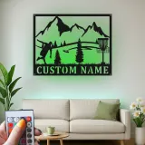 Insegna in metallo LED a forma di disc golf personalizzata - Regalo per appassionati di disc golf, decorazione per sala giochi o esterni