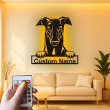Insegna in metallo LED personalizzata per amanti dei cani con Greyhound - Regalo per la sala da pranzo